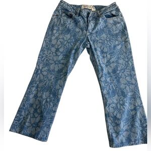 H&M Floral Print Denim Flare Jeans Size 8